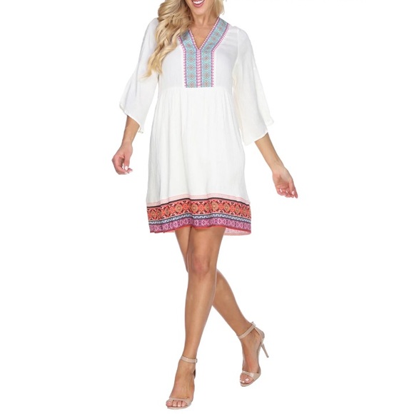 White Mark Dresses & Skirts - White Mark Gabrielle Bell Sleeved Boho Dress S
